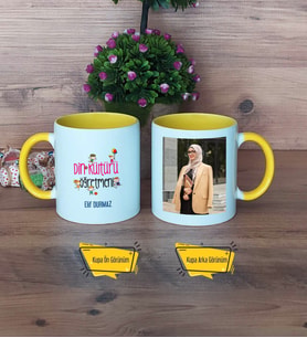 Din Kültürü Öğretmeni Kupa Bardak Sarı Fotoğraflı Öğretmenler Günü Hediyesi
