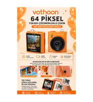 Mini Dijital Kamera 64mp 16x Digital Zoom Retro Vintage 1.4’’ekranlı Video Kamera Taşınabilir Tasarım Turuncu