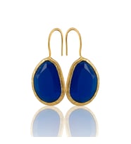 Kadir Jewellery 22 Ayar Altın Kaplama Fosil Taşlı Küpe -El İşçiliği Ve Hipoalerjenik Küpe