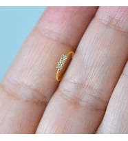 Gold Renk 925 Ayar Gümüş Üçtaşlı Halka Hızma