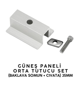 Güneş Paneli Orta Tutucu Set (Baklava Somun + Cıvata) 35mm