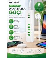 8 Portlu Çoklu USB Şarj İstasyonu 5 USB + 3 Type-C Masaüstü Çoklu Şarj Cihazı