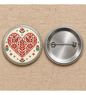 Tatreez Kalbi Filistin Temalı 58 mm İğneli Rozet