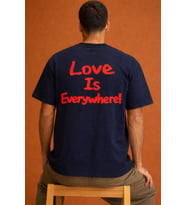 Erkek Oversize Tişört "Love Is Everywhere" Baskılı Basic Pamuklu T-Shirt