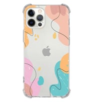 Apple iPhone 12 Pro Uyumlu Köşe Korumalı Antişok  Kapak Karışık Renkler Tasarımlı Şeffaf  Kılıf