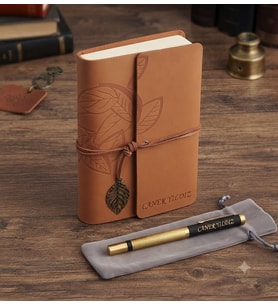Vintage Tasarım Deri Defter ve Özel İsim Yazılı Metal Kalem Seti
