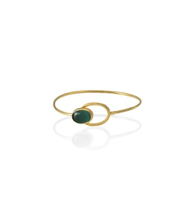 Kadir Jewellery 22 Ayar Altın Kaplama El İşçiliği Zirkon Taşlı Kadın Kelepçe Bilezik (K.Yeşil)