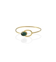 Kadir Jewellery 22 Ayar Altın Kaplama El İşçiliği Zirkon Taşlı Kadın Kelepçe Bilezik (K.Yeşil)