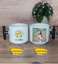 Öğretmenler Günü Hediyesi Kupa Bardak Fotoğraflı T Siyah Kulplu Öğretmenler Günü Hediyesi