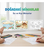 Çocuk Boyama Kitabı Deniz Hayvanları Boyama Kitabı Eğitici Çocuk Aktivite Kitabı A4 10 Sayfa Doğadaki Mimarlar Seri 3