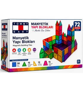 Manyetik Yapı Blokları – Çocuklar İçin Renkli 3 Boyutlu 72 Parça Manyetik Oyun Seti