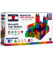 Manyetik Yapı Blokları – Çocuklar İçin Renkli 3 Boyutlu 72 Parça Manyetik Oyun Seti