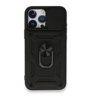 İphone 15 Kılıf Pars Lens Yüzüklü - Siyah