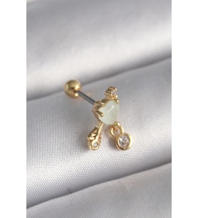 316L Çelik Gold Renk Beyaz Mineli Kalp Sallantı Zirkon Taşlı Tragus Piercing (Karışık)