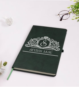 BK Gift Kişiye Özel İsimli Yeşil Termo Deri Defter Model 13