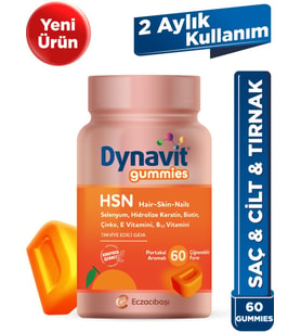 Dynavit Gummies HSN Hair Skin Nails 60 Çiğnenebilir Form - Hidrolize Keratin, Biotin - Saç&Cilt&Tırnak