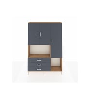 Arges Gardrop 6 Raflı 3 Çekmeceli 3 Kapaklı 132x30x195 Çam-Antrasit