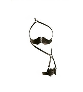 Mulvxbrf Brf02 Siyah Jartiyer Harness Deri Zımba Detaylı Vücut Aksesuarı - Brf1372 (Mulvix)