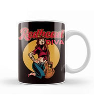 Redhead Diva Bass Guitar Player Ginger Girl Inked Tattooed Kupa Bardak Porselen