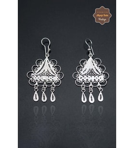 Üçgen Tasarım 925 Ayar Gümüş Telkari Kadın Küpe 201023942
