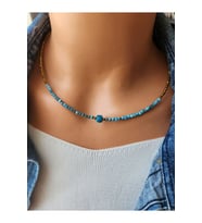 Doğaltaş Apatit ve Hematit Taşı Minimal Kolye