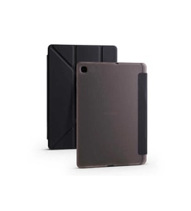 Samsung Galaxy Tab A7 10.4 T500 2020 Uyumlu Kılıf Zore Tri Folding Kalem Bölmeli Standlı Kılıf (Siyah)