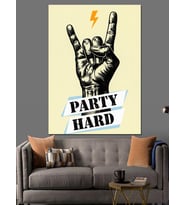 Rock Roll İşareti El Dekoratif Kanvas - Mdf Ahşap Tablo