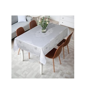Pano Lace Pamuklu Masa Örtüsü 8 Kişilik 150x220 Cm Masa Örtüsü Gri (Çok Renkli)