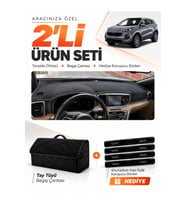 KİA SPORTAGE (2018-2021) Uyumlu Torpido Örtüsü + Tay Tüyü Bagaj Çantası + Sticker Seti - Siyah