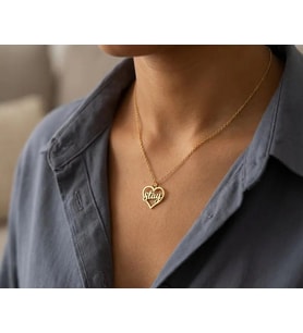 Kişiye Özel Minimal Stay Yazılı Kalp Kolye 925K Gümüş (Gold)