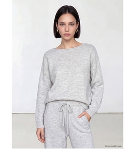 LCW Comfort Gri Kayık Yaka Kadın Triko Kazak