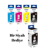 112 L6550 Siyah Ve Renkli Orjinal Mürekkep takımı + 1 Bir Siyah Hediye A1-01-s-91