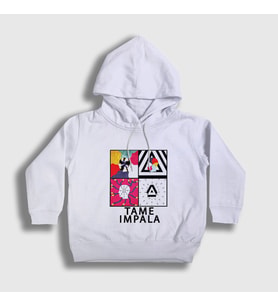 Presmono Unisex Çocuk Beyaz Poster Tame Impala Kapüşonlu Sweatshirt 385427tt