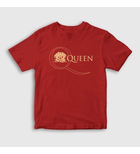 Presmono Unisex Çocuk Kırmızı Gold Logo Queen T-Shirt 101762tt (Kırmızı)
