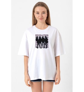 Blackpink Revolution Beyaz Kadın Oversize Tshirt