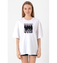 Blackpink Revolution Beyaz Kadın Oversize Tshirt