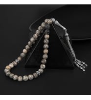 Gri Jasper Doğal Taş Tesbih 33lük - 8mm (Çok Renkli)
