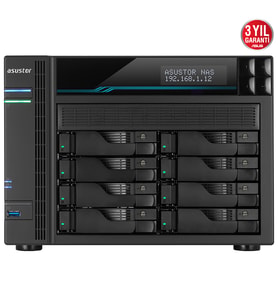 ASUSTOR 8diskli Atom QC-16GB RAM-2-10Gbe Nas Server AS6508T (44385)