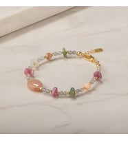 Labradorit-Renkli Turmalin-Güneş Taşı-Pembe Opal Doğal Taş Bileklik