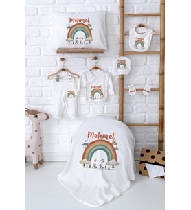 Pia Baby Premium %100 Pamuk Yenidoğan Kız Bebek Hastane Çıkışı Hediyelik Set 5076-02 (Ekru)
