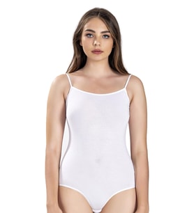 Jiber Kadın İp Askılı Kancalı Likralı Body 502 - 12 Adet (Beyaz)