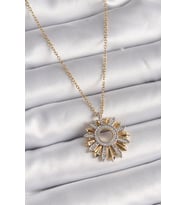 316L Çelik Gold Renk Zincir Zirkon Taşlı Mix Renk Güneş Model Kadın Kolye TJ-BKO9477