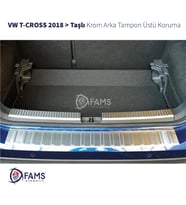VW T-Cross Krom Arka Tampon Üstü Koruma 2018> Paslanmaz Çelik TAŞLI