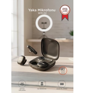 Torima Yaka Mikrofonu Şarj Kutulu Anc Gürültü Önleyici Al Destekli Kablosuz Mikrofon WM02 Siyah