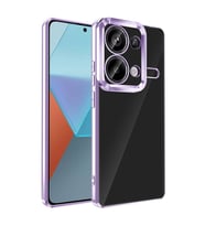 Xiaomi Redmi Note 13 Pro 4G Kılıf Logo Yeri Açık Kamera Lens Önü Korumalı Renkli Kenarlı Şeffaf Silikon (Lila)