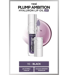L'Oreal Cosmetics Plump Ambition Hyaluron Lip Oil pH Dudak Parlatıcısı - 116 Black
