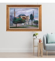 Çerçeveli Paspartulu Manzara Tablo cft0339 (Gold)