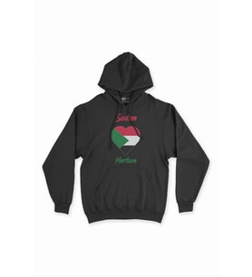 Hartum Sudan Bayraklı Kalpli Siyah Sweatshirt Hoodie
