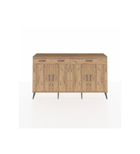 Arges Konsol 4 Raflı 3 Çekmeceli 4 Kapaklı 176x30x99 Çam-Çam