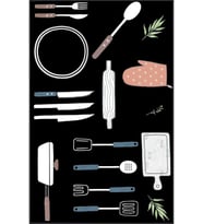 Eliana Home Baskılı, Yıkanabilir Kaymaz Taban Mutfak Halısı LNA2062 100x150 cm (Siyah)